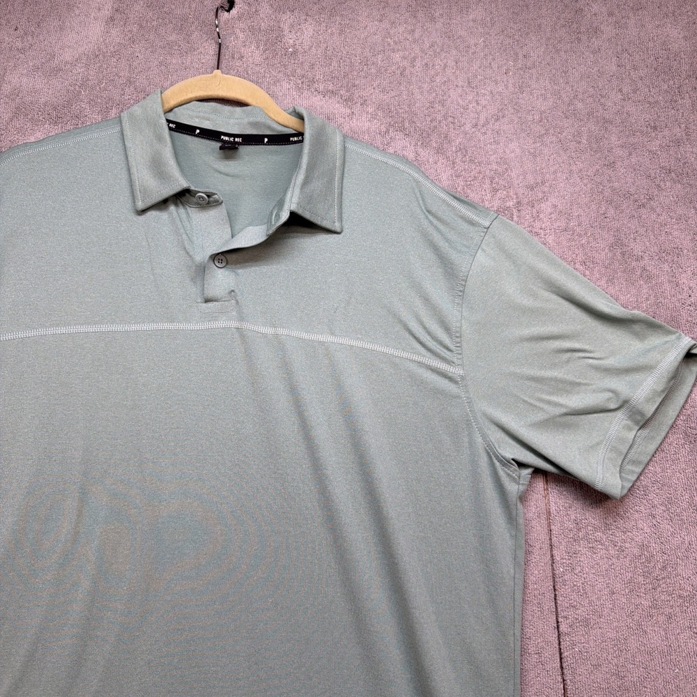 Public Rec Performance Polo Shirt Mens Large Green Athletic Golf Casual Stretch‎